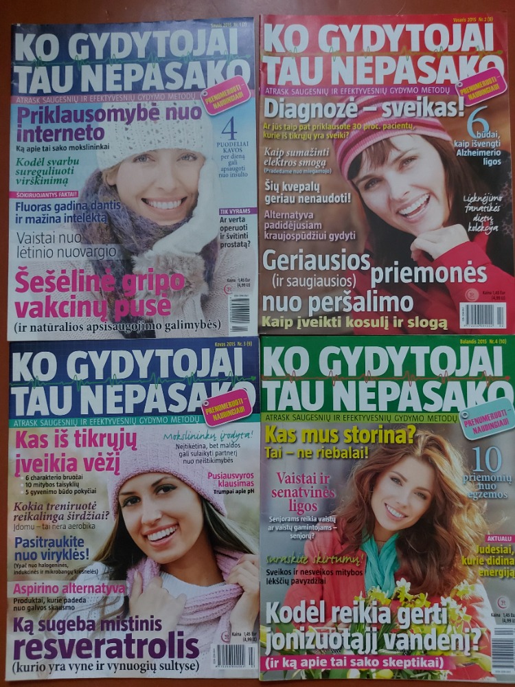 Žurnalų Ko gydytojai tau nepasako komplektas 2015 sausis-balandis, 4 numeriai