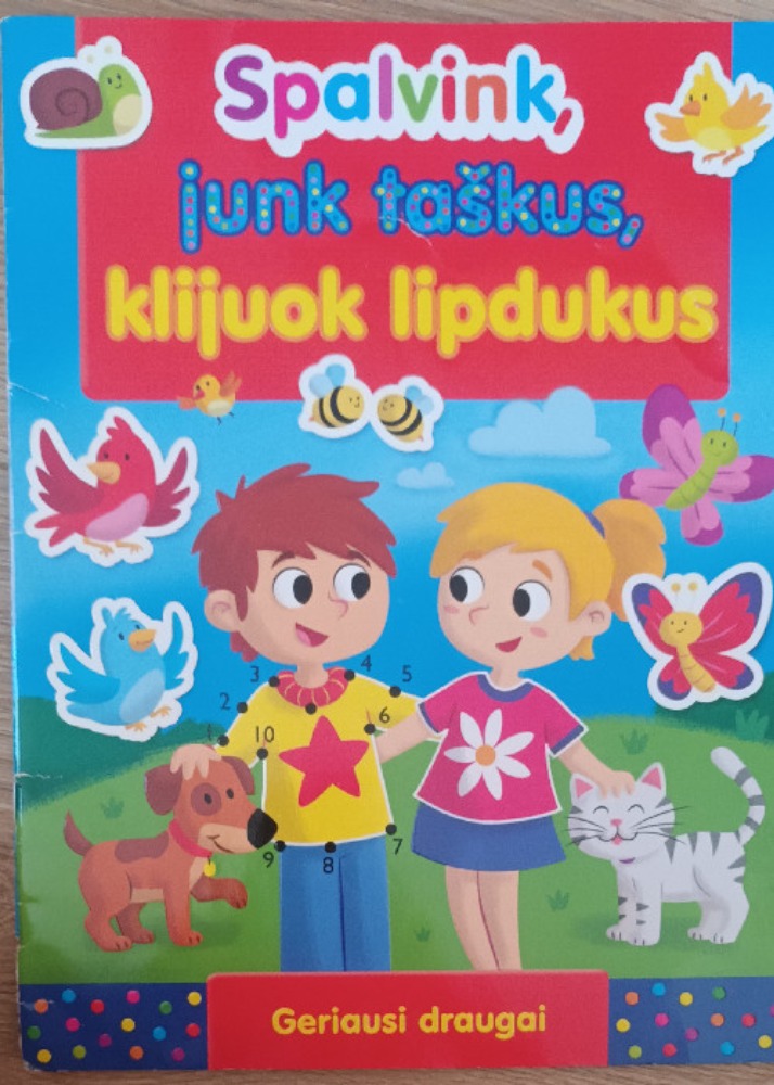 Spalvink,  junk taškus, klijuok lipdukus