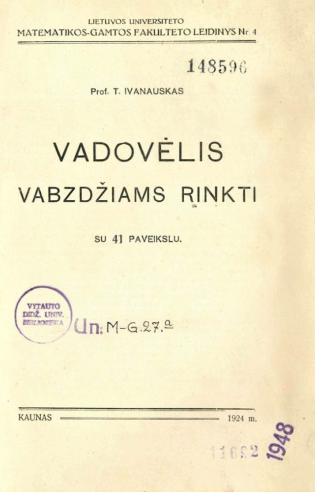 Vadovėlis vabzdžiams rinkti