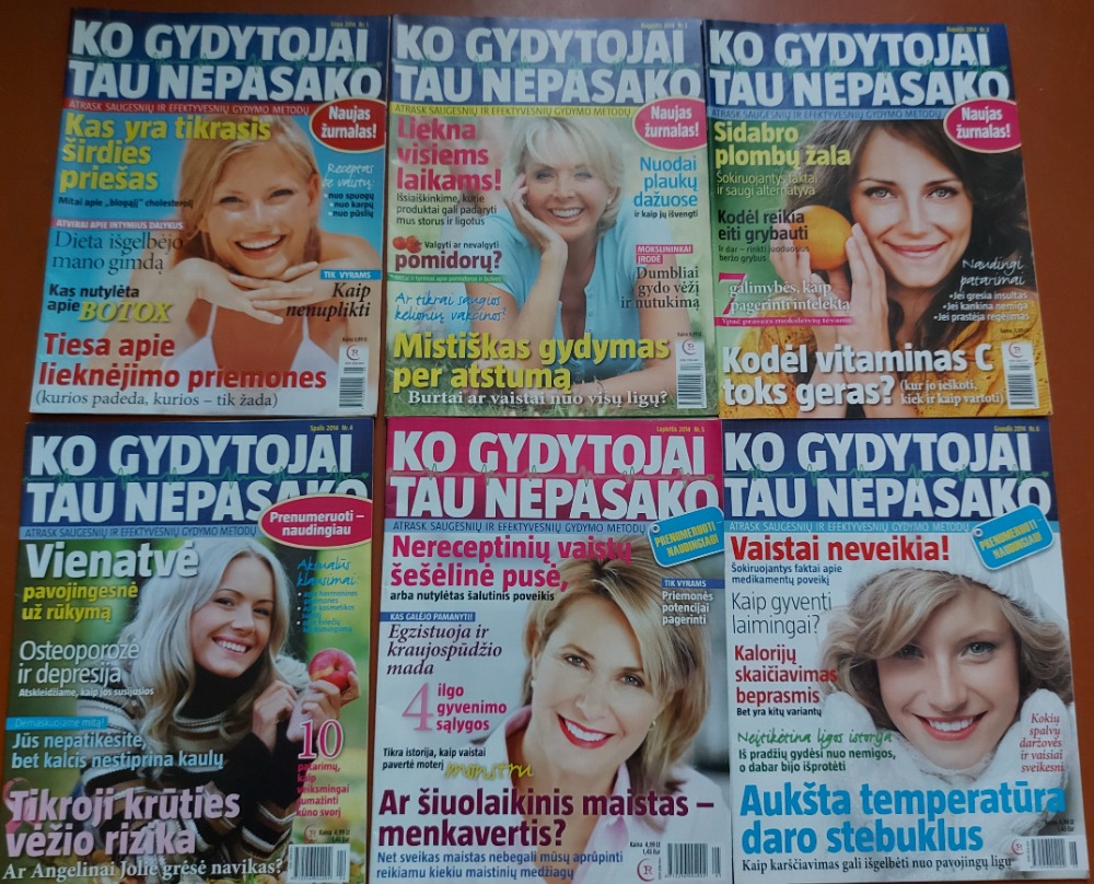 Žurnalų Ko gydytojai tau nepasako komplektas 2014m. Liepa- gruodis