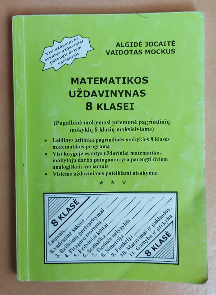 Matematikos uždavinynas 8 klasei