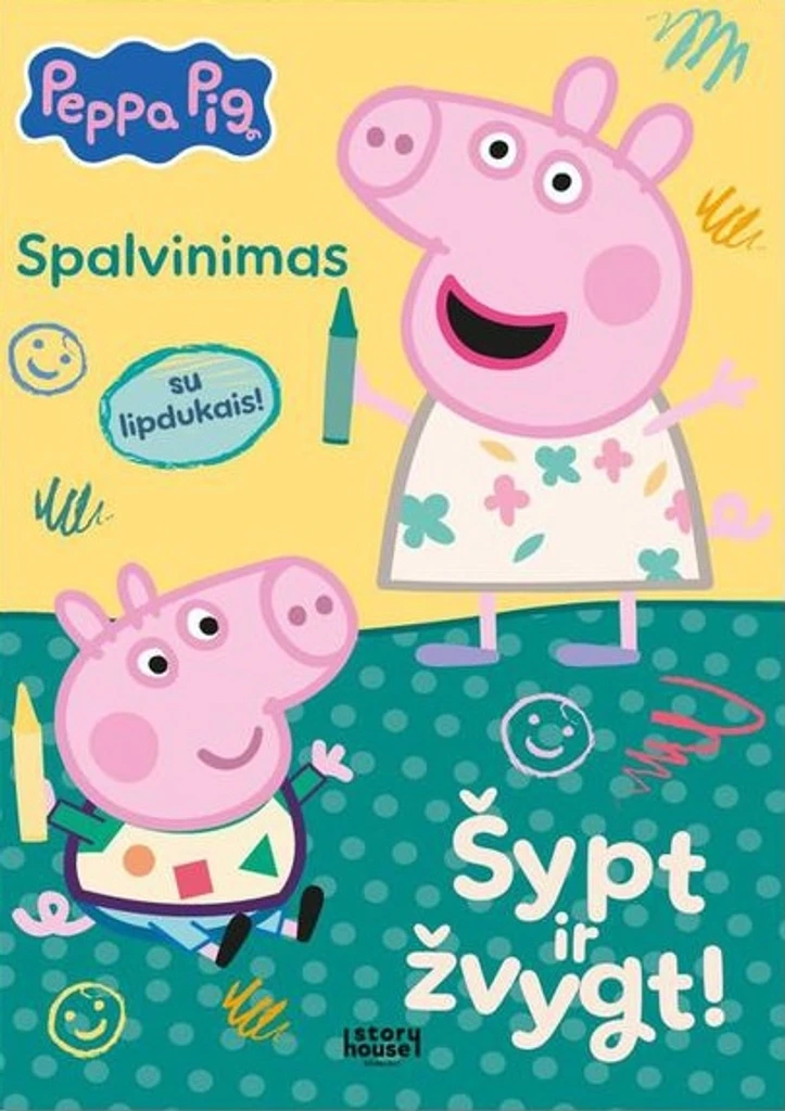 Kiaulytė Pepa. Šypt ir žvygt! Spalvinimas su lipdukais