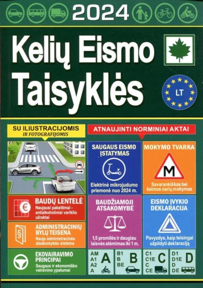 Kelių eismo taisyklės su iliustracijomis 2024