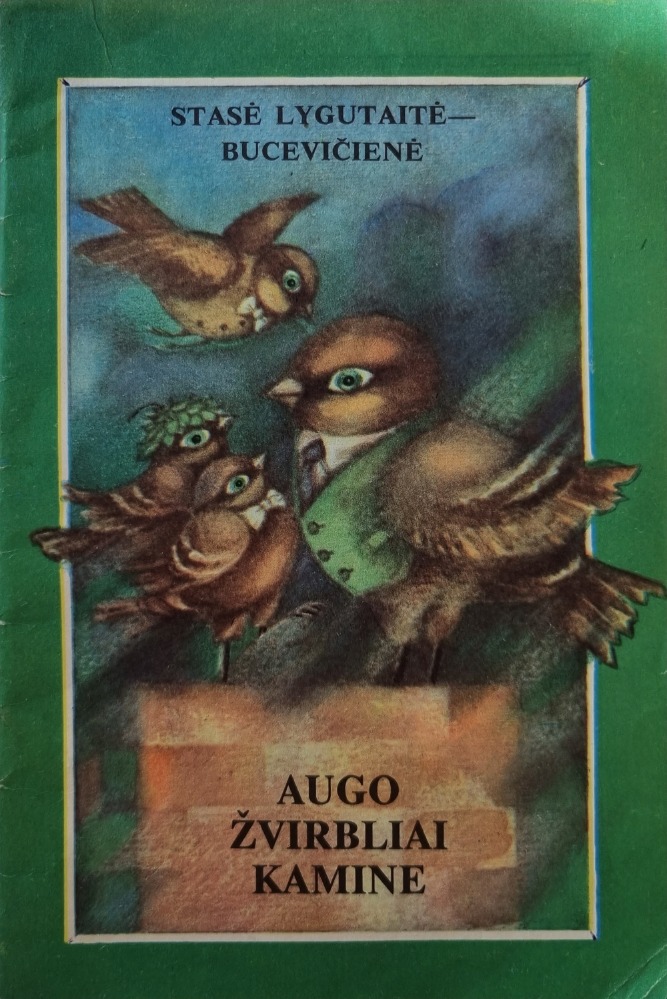 Augo žvirbliai kamine