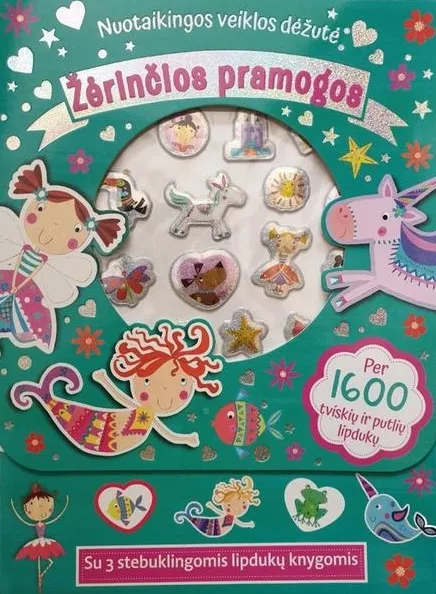 Žėrinčios pramogos. Nuotaikingos veiklos dėžutė su 3 stebuklingomis lipdukų knygomis
