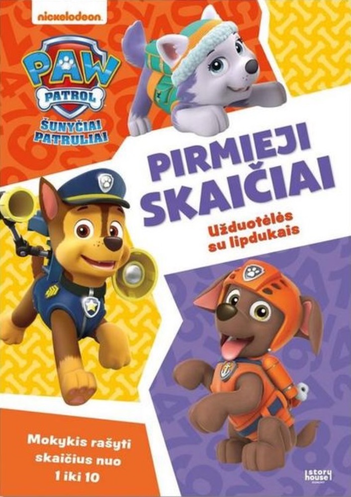 Šunyčiai patruliai. Pirmieji skaičiai. Užduotėlės su lipdukais