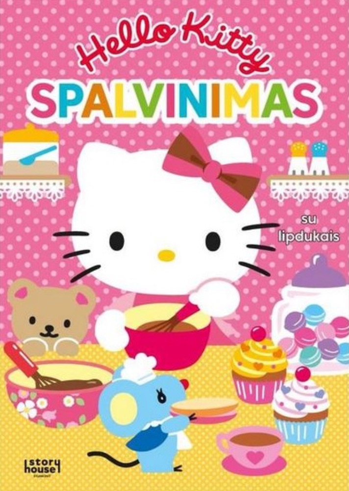 Hello Kitty. Spalvinimas su lipdukais