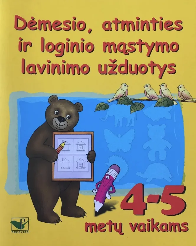 Dėmesio, atminties ir loginio mąstymo lavinimo užduotys 4–5 metų vaikams