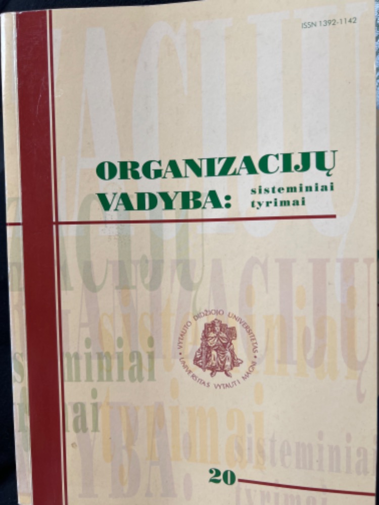 Organizacijų vadyba: sisteminiai tyrimai