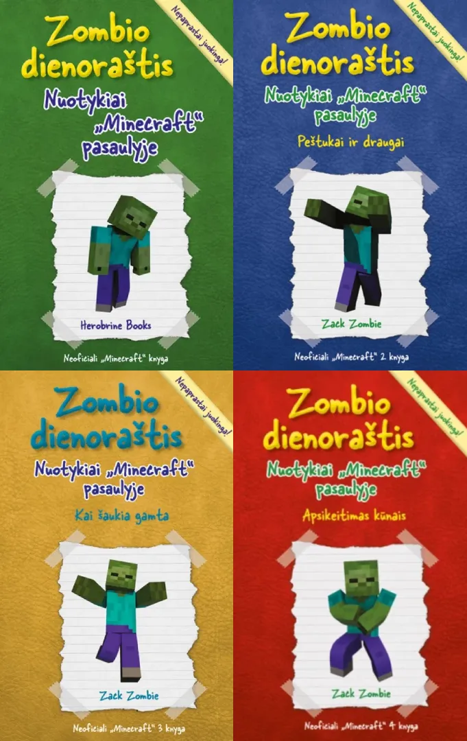 Zombio dienoraštis. Nuotykiai „Minecraft“ pasaulyje. 4 knygų rinkinys