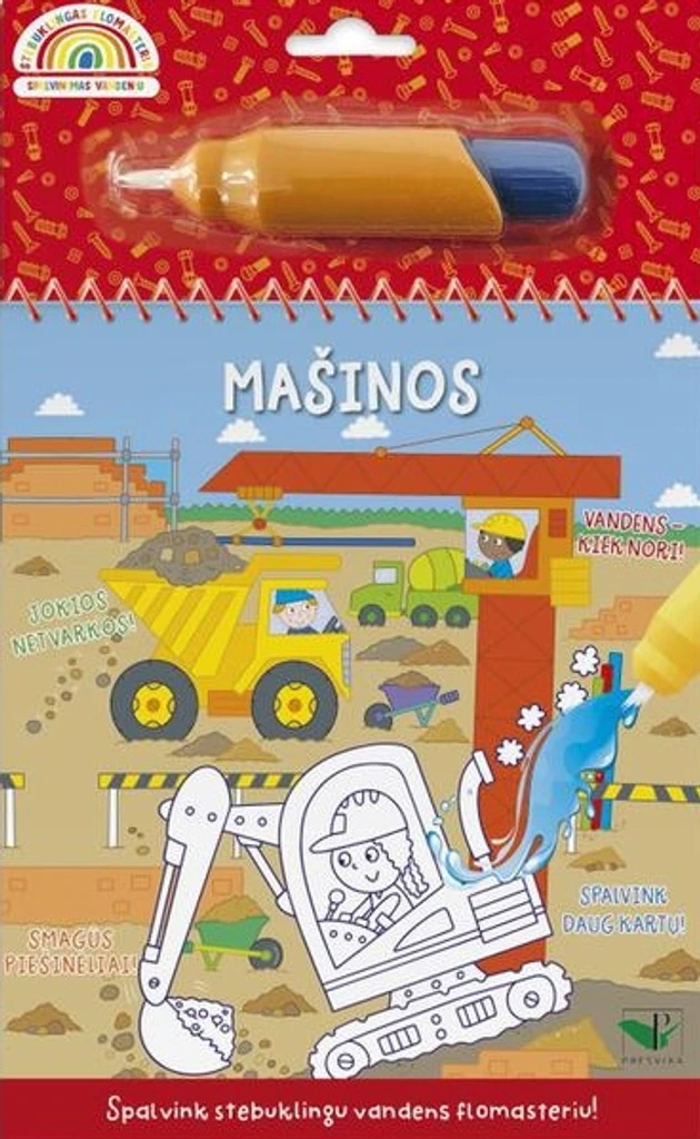 Mašinos. Su vandens flomasteriu