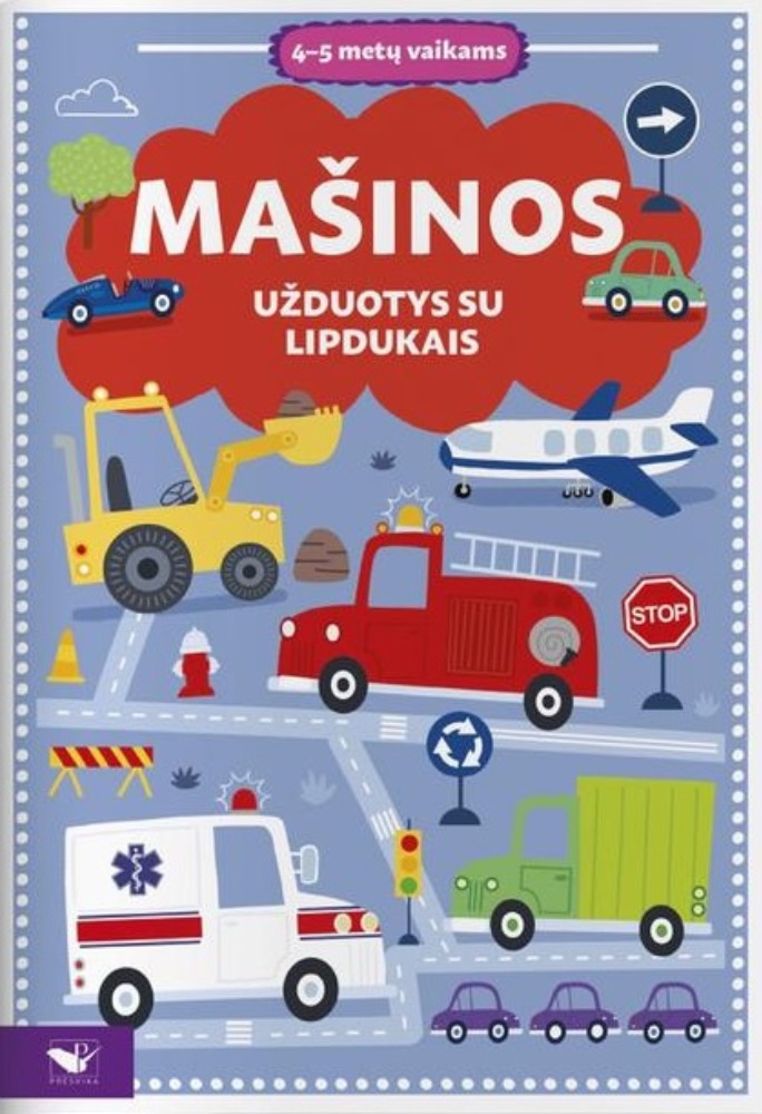 Mašinos. Užduotys su lipdukais 4–5 metų vaikams