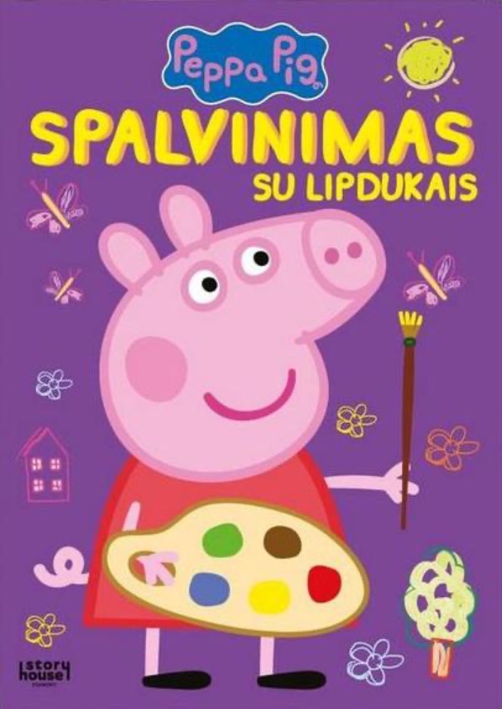 Kiaulytė Pepa. Spalvinimas su lipdukais